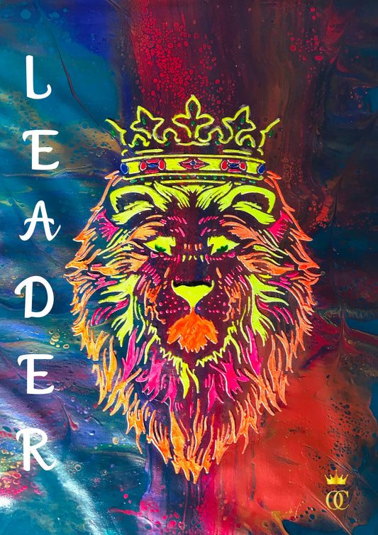 Affiche murale ou poster avec mot positif Lion Leader